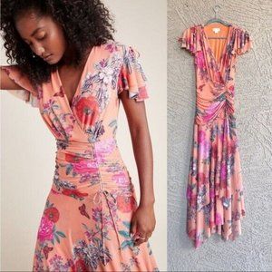 Nwot ANTHROPOLOGIE MAEVE Simone Orange Pink Blue Floral S